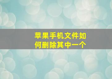 苹果手机文件如何删除其中一个