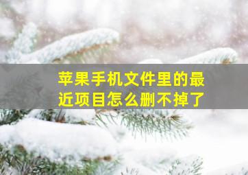 苹果手机文件里的最近项目怎么删不掉了