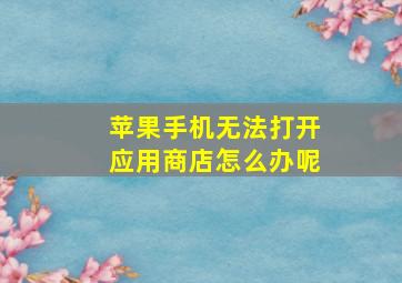 苹果手机无法打开应用商店怎么办呢