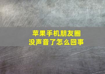 苹果手机朋友圈没声音了怎么回事