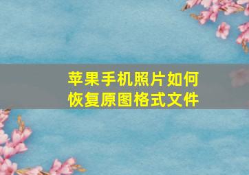 苹果手机照片如何恢复原图格式文件