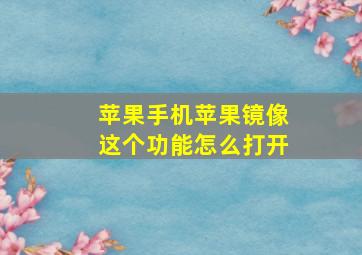 苹果手机苹果镜像这个功能怎么打开