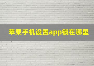 苹果手机设置app锁在哪里