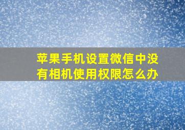 苹果手机设置微信中没有相机使用权限怎么办