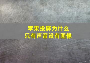 苹果投屏为什么只有声音没有图像