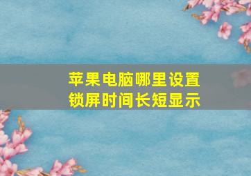 苹果电脑哪里设置锁屏时间长短显示