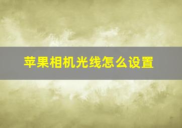 苹果相机光线怎么设置