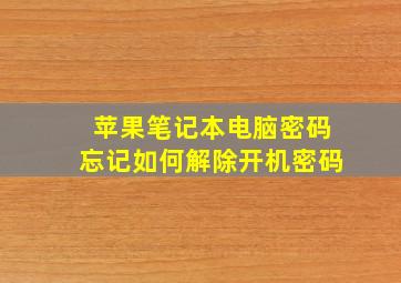 苹果笔记本电脑密码忘记如何解除开机密码