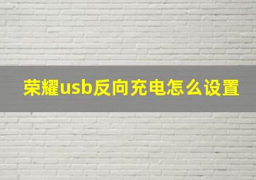 荣耀usb反向充电怎么设置