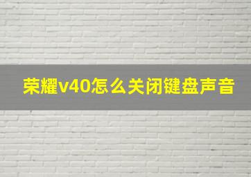 荣耀v40怎么关闭键盘声音