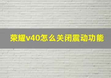 荣耀v40怎么关闭震动功能