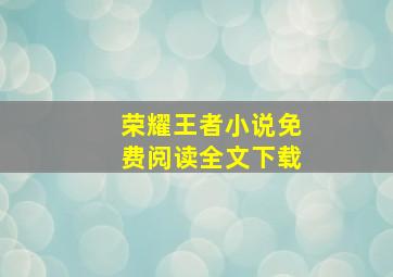 荣耀王者小说免费阅读全文下载