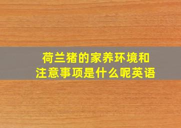 荷兰猪的家养环境和注意事项是什么呢英语