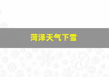 菏泽天气下雪