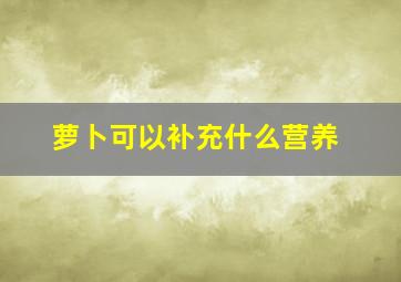 萝卜可以补充什么营养