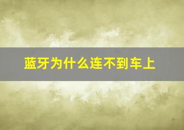 蓝牙为什么连不到车上