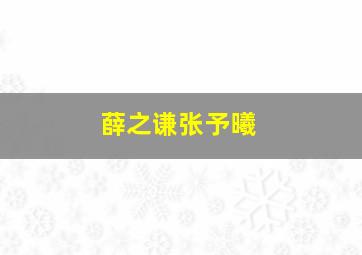 薛之谦张予曦