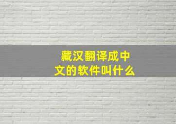 藏汉翻译成中文的软件叫什么