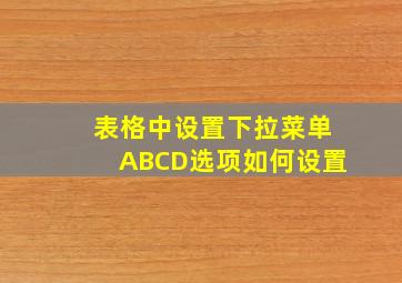 表格中设置下拉菜单ABCD选项如何设置