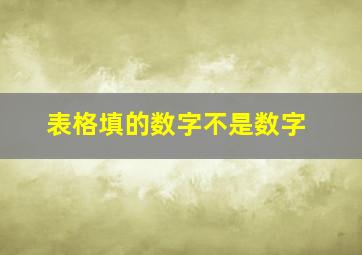 表格填的数字不是数字