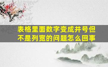 表格里面数字变成井号但不是列宽的问题怎么回事