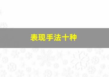 表现手法十种