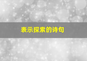 表示探索的诗句