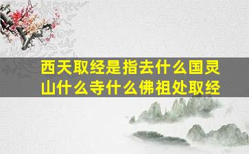 西天取经是指去什么国灵山什么寺什么佛祖处取经