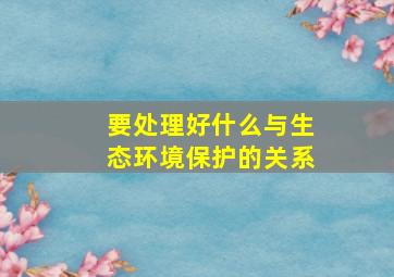 要处理好什么与生态环境保护的关系