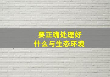 要正确处理好什么与生态环境