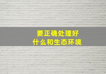 要正确处理好什么和生态环境