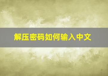 解压密码如何输入中文