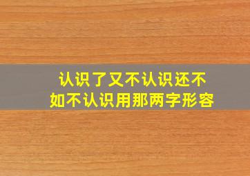 认识了又不认识还不如不认识用那两字形容