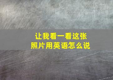 让我看一看这张照片用英语怎么说