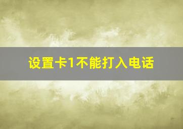 设置卡1不能打入电话