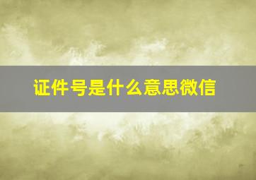 证件号是什么意思微信