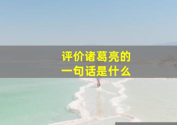 评价诸葛亮的一句话是什么