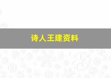 诗人王建资料