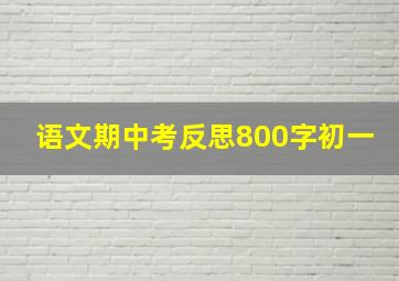 语文期中考反思800字初一