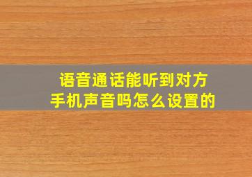 语音通话能听到对方手机声音吗怎么设置的