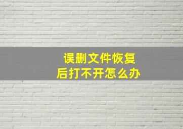 误删文件恢复后打不开怎么办