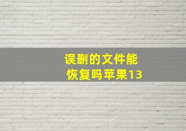 误删的文件能恢复吗苹果13