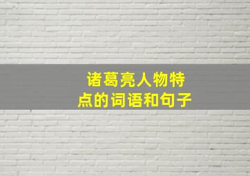 诸葛亮人物特点的词语和句子