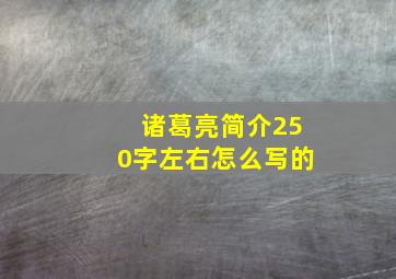 诸葛亮简介250字左右怎么写的