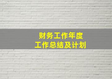 财务工作年度工作总结及计划