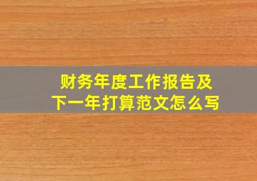 财务年度工作报告及下一年打算范文怎么写