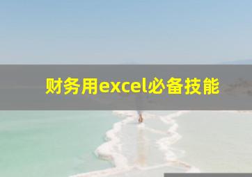 财务用excel必备技能