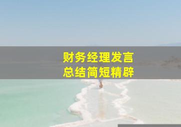 财务经理发言总结简短精辟