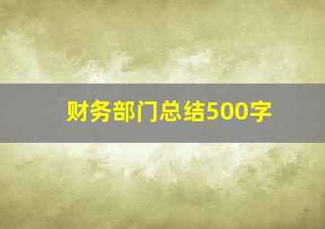 财务部门总结500字