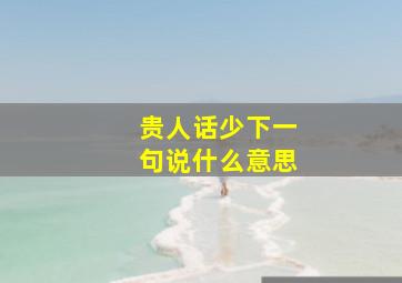 贵人话少下一句说什么意思